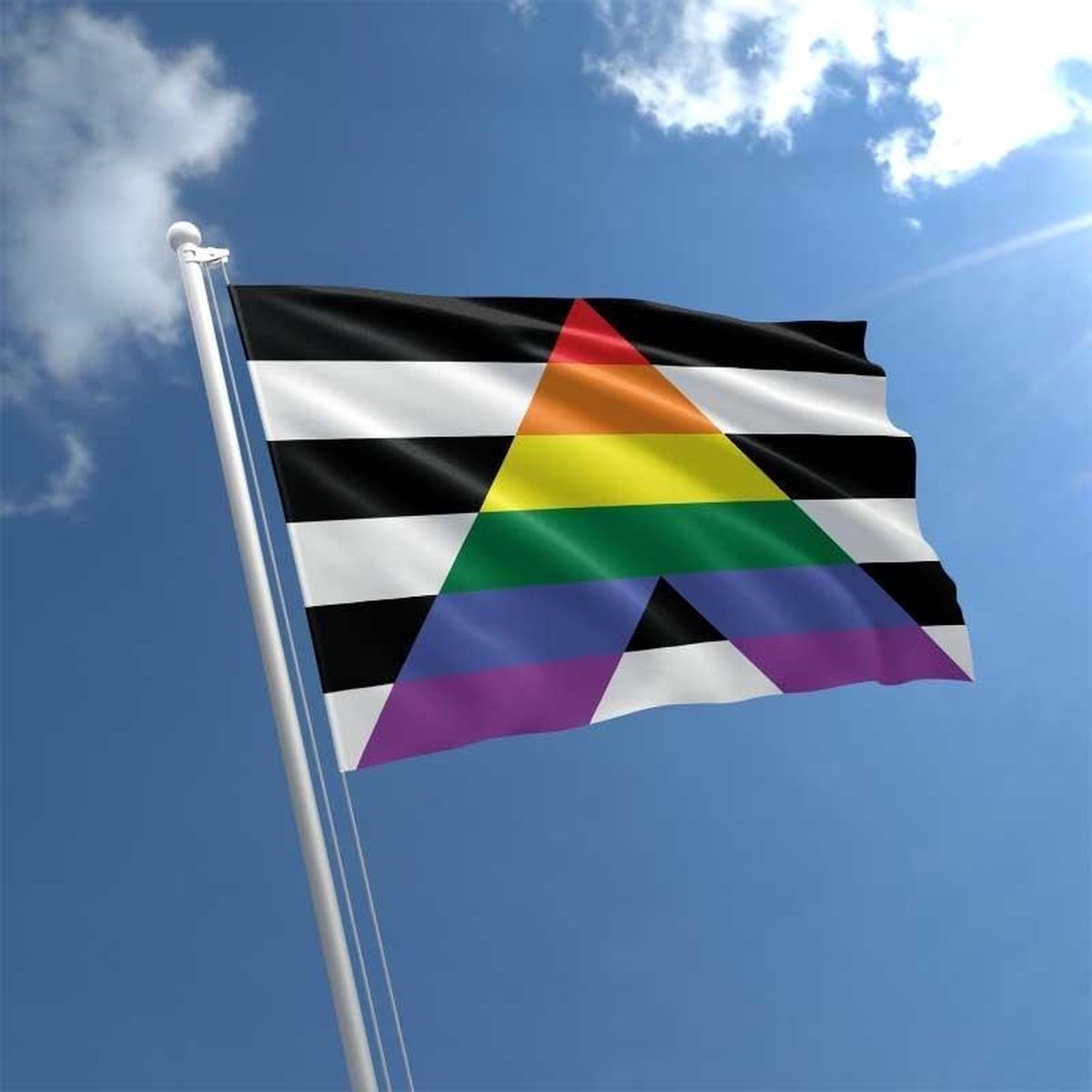 Straight Ally LGBT Gay Pride Progress Vlag - Van 100% Polyester - Vlaggenmast Vlag UV & Weerbestendig - Met Versterkte Mastrand & Messing Ogen - 90x150 CM