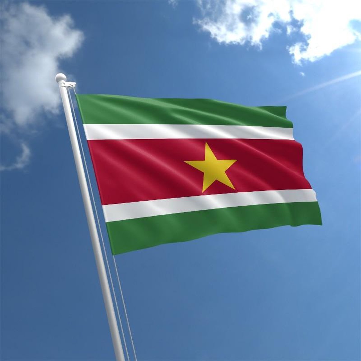 Surinaamse Vlag - Grote Suriname Flag - Vlaggenmast Vlag - Van  100% Polyester - UV & Weerbestendig - Met Versterkte Mastrand & Messing Ogen - 90x150 CM