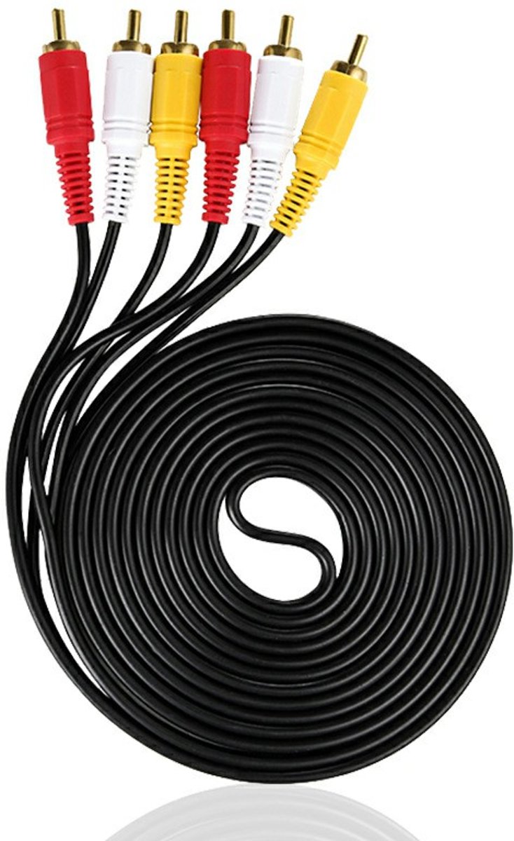 Tulp Naar Tulp Verlengkabel - 3x RCA Male To 3x RCA Male Extension Cable - AV Composietkabel - Composiet Verlengsnoer - 5 Meter