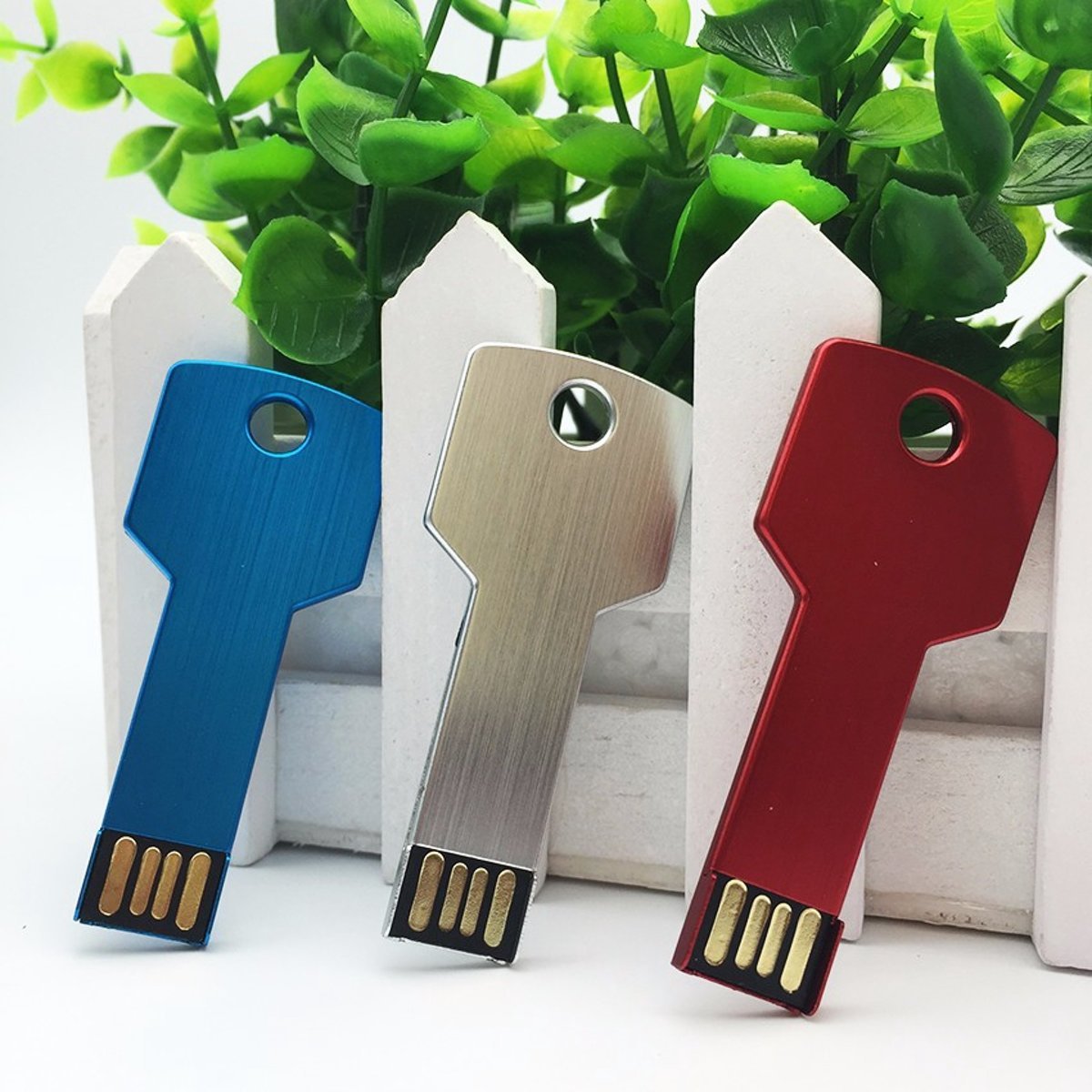 USB 2.0 Geheugenstick - Mini USB Sleutel Memory Stick - Sleutelhanger - Compatibel Met Windows PC Laptop & Apple Mac/Macbook - Zilver Kleurig - Plug&Play - 16GB