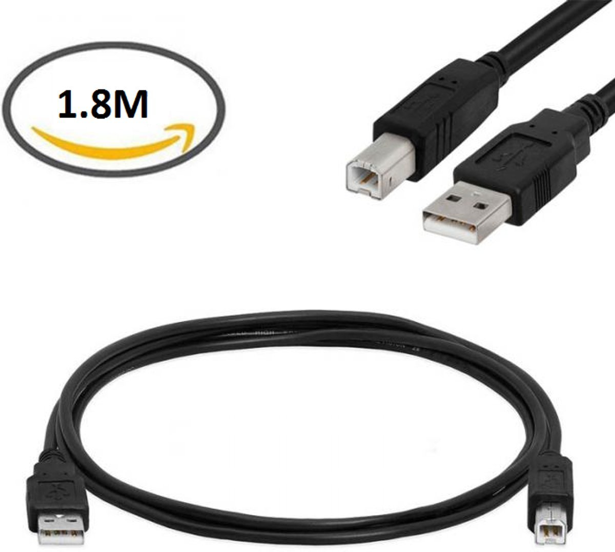 Universele USB 2.0 Printerkabel - Printer & Scanner Kabel USB A Male To USB B Male - 1.8M Zwart