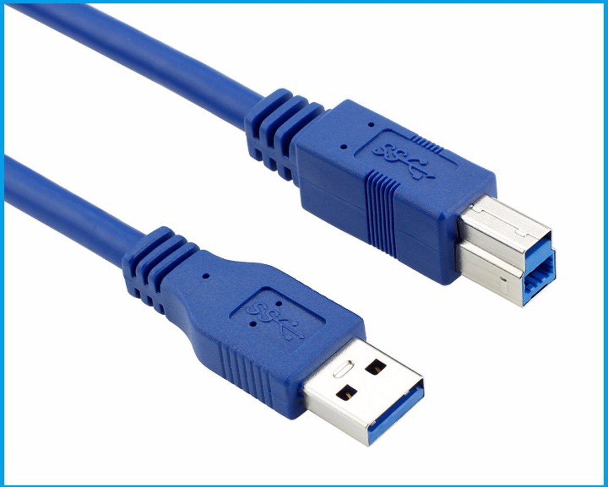 Universele USB 3.0 Printerkabel - Printer & Scanner Data Kabel USB A Male To USB B Male - Plug&Play - 5 Gbps - 1.5M Blauw