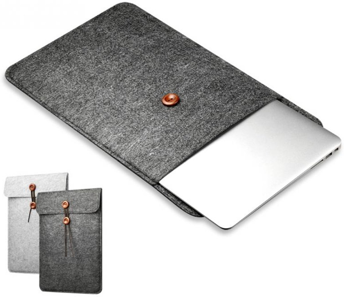 Vilten Envelop Soft Sleeve Voor Apple Macbook Air & Pro 13 Inch - Laptop Case - Bescherming Cover Hoes - Zwart