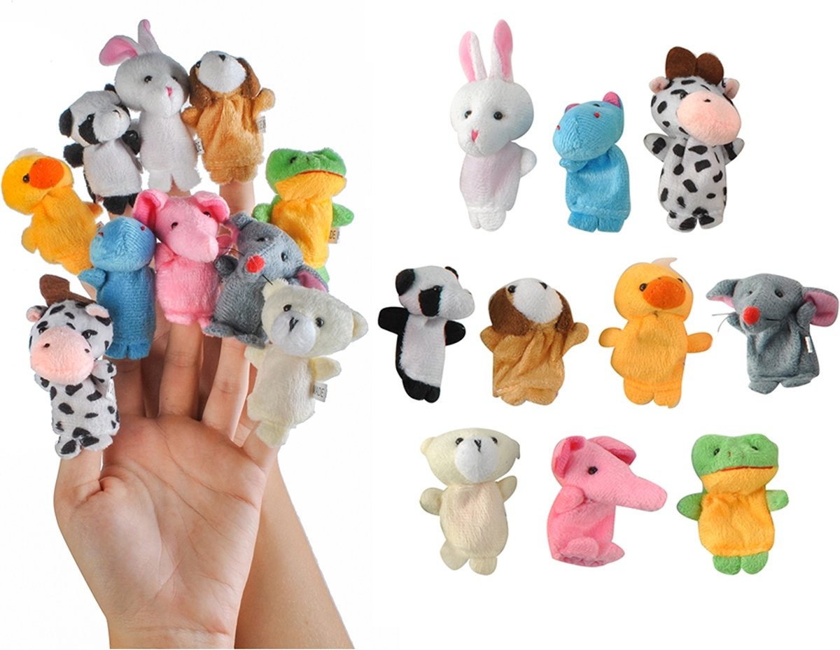 Vrolijke Dieren Vingerpopjes - Set Van 10 Verschillende Vinger Poppen - Hand Poppenspel - Animal Finger Toys Poppenset