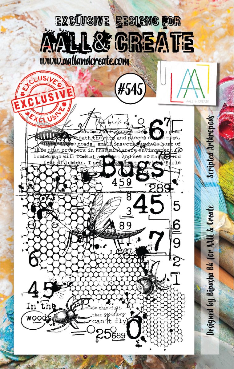 Clear Stamp Set A7 Scripted Arthropods (AALL-TP-545)