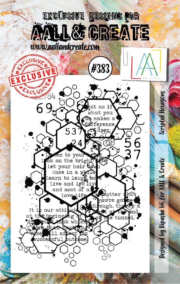 Clear Stamp Set A7 Scripted Hexagons (AALL-TP-383)