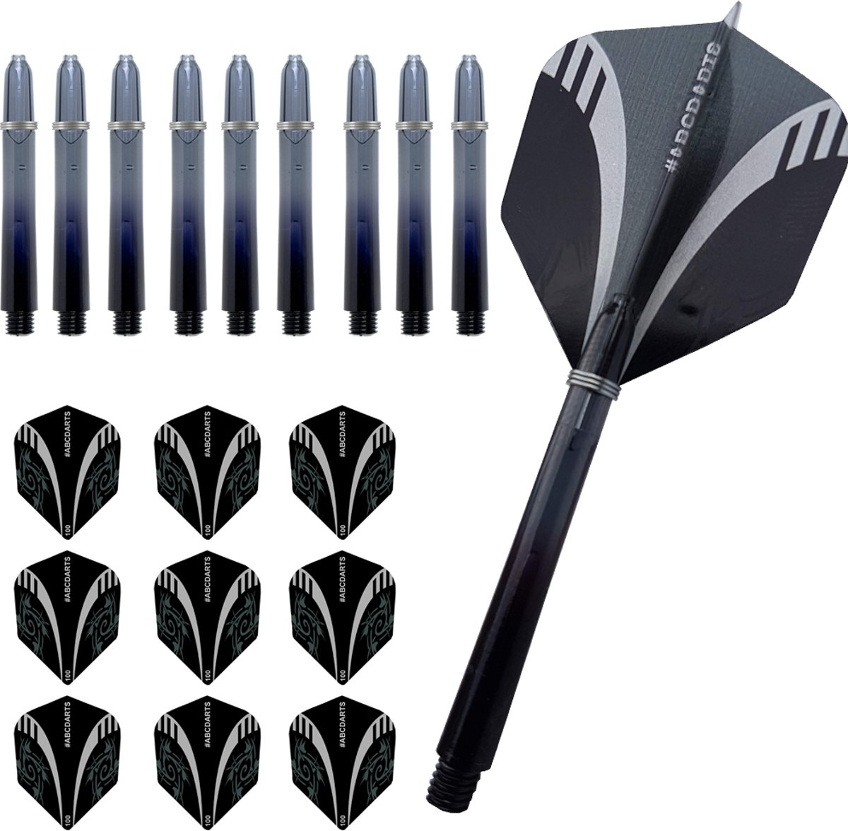 ABC Darts Dartflights en Dartshafts Short - Tribal zwart - 3 sets