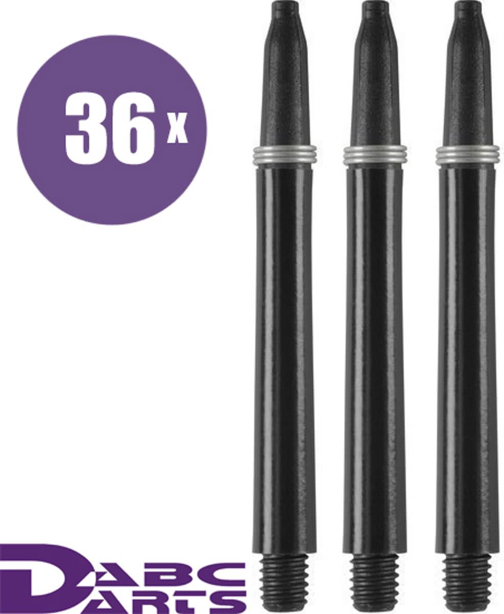 ABC Darts kunststof darts shafts zwart 36 sets medium dartshafts