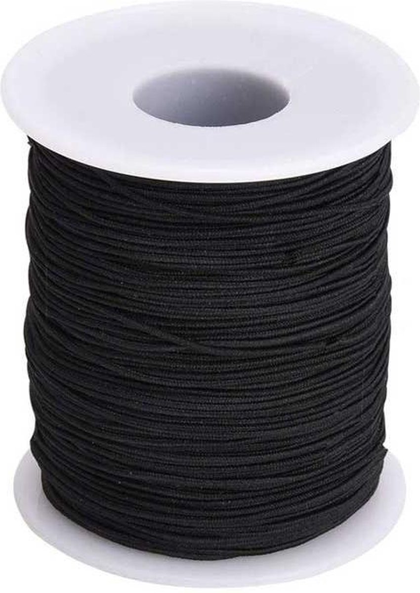 200 meter Elastisch Touw - 3 mm - Spandex (soft) - ZWART - elastiek op rol