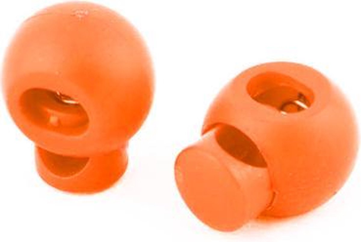 Bevestigingsclip met veer - Enkel gat - 16mm bol - Oranje - 2 stuks