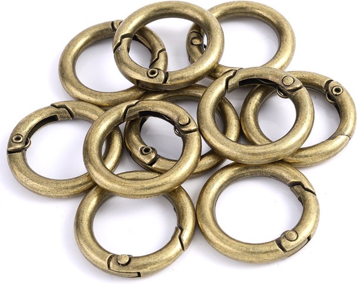 O-ring met veersluiting - 10mm - Brons- 5 stuks