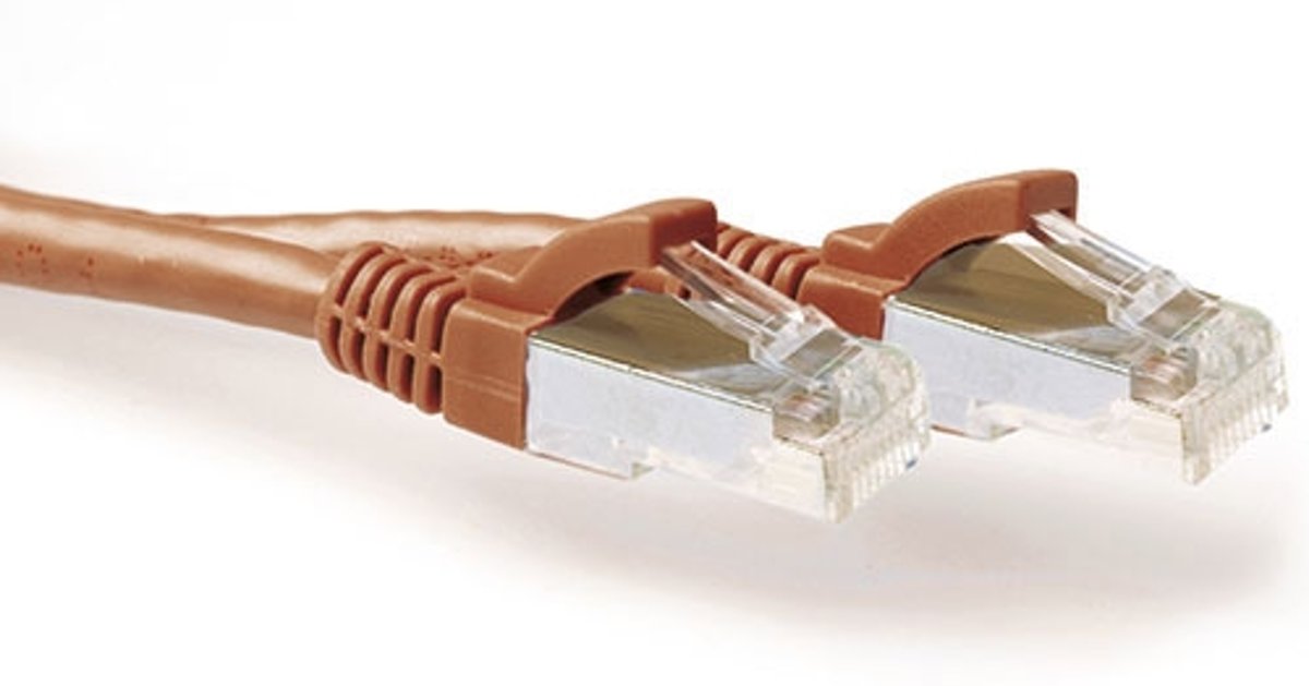 ACT Bruine 10,00 meter SFTP CAT6A patchkabel snagless met RJ45 connectoren