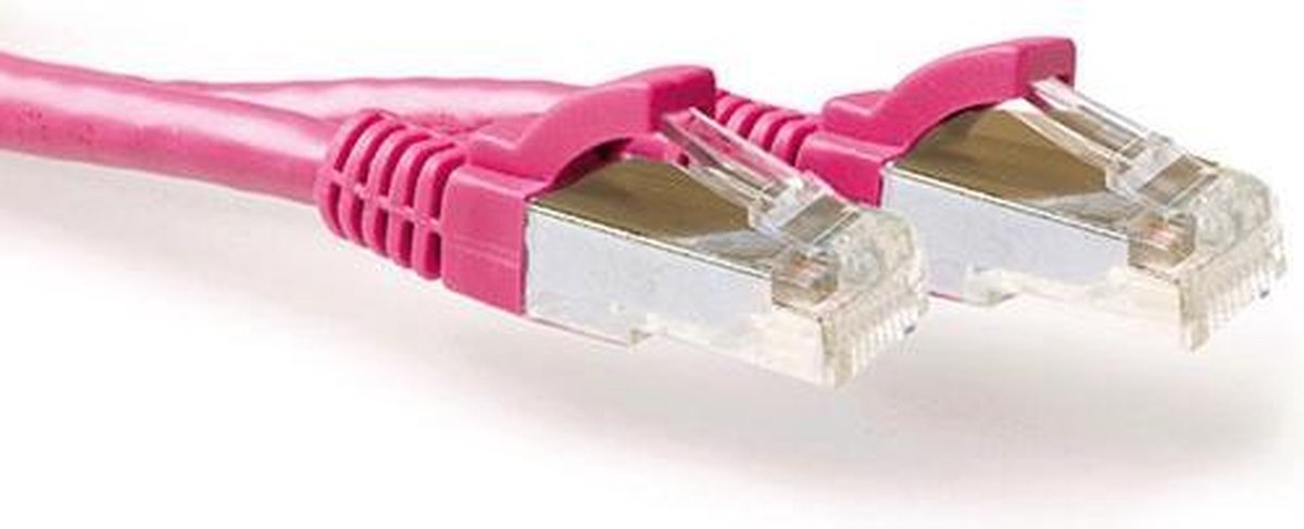 ACT Roze 0,50 meter SFTP CAT6A patchkabel snagless met RJ45 connectoren