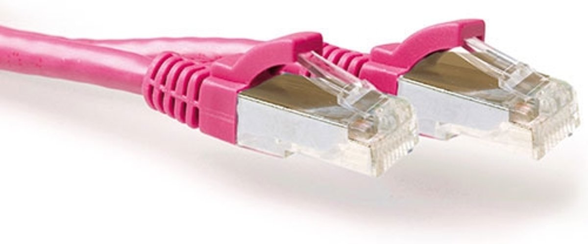 ACT Roze 10,00 meter SFTP CAT6A patchkabel snagless met RJ45 connectoren