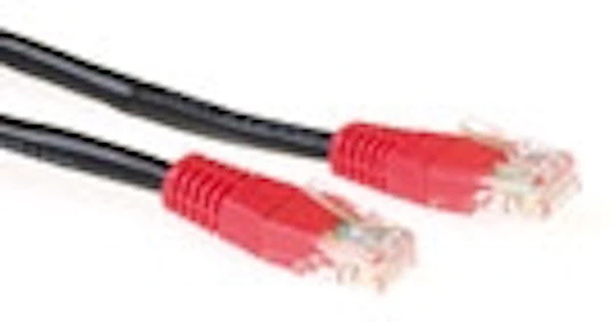 Intronics CAT5E UTP cross-over patchkabel zwart met rode tules