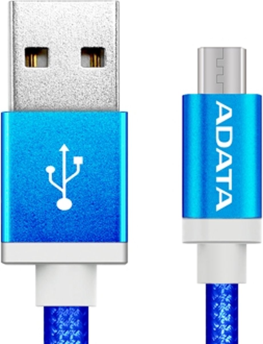 ADATA 1m, USB2.0-A/USB2.0 Micro-B USB-kabel USB A Micro-USB B Mannelijk Blauw