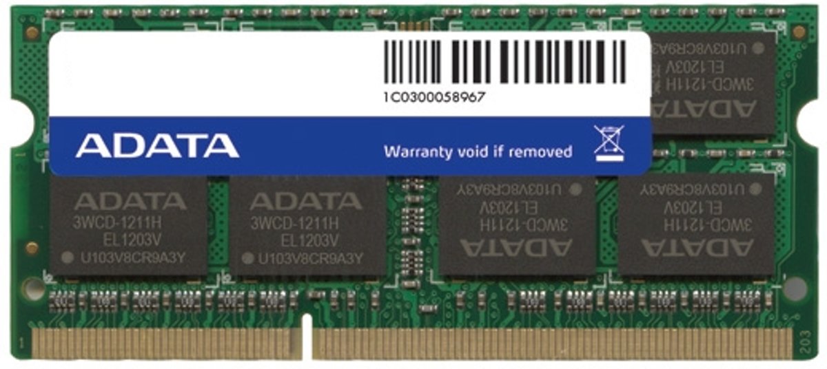 ADATA DDR3, 1600MHz 204-Pin, SO-DIMM, 4GB geheugenmodule