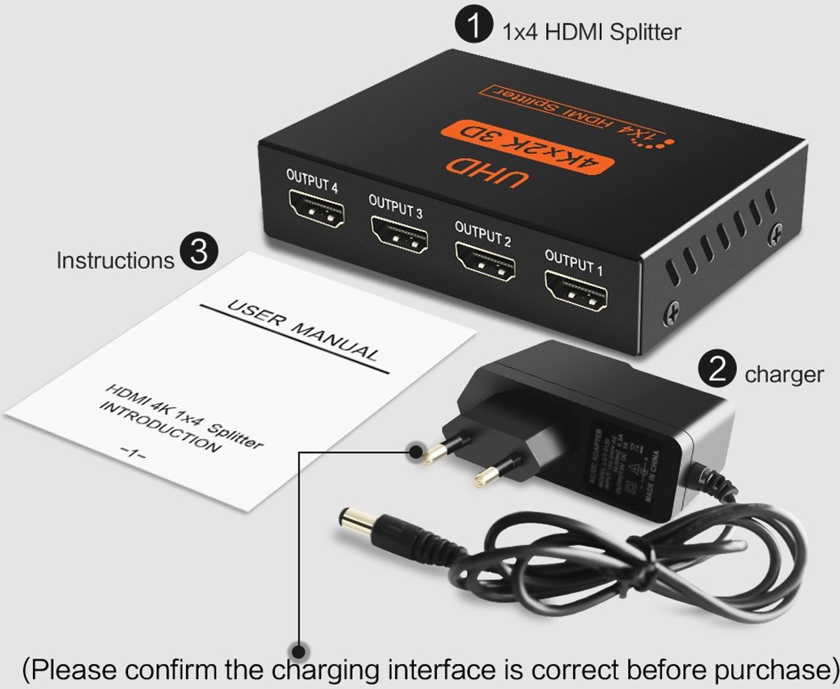 HDMI splitter 1 naar 4 - versie 1.3 (Full HD 1080p)