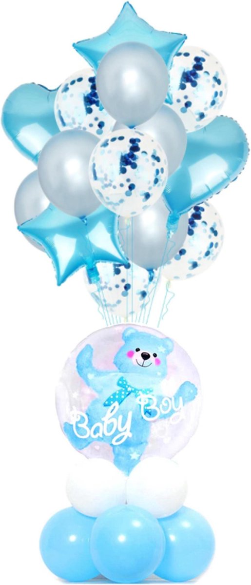 Set 23 Baby ballonnen Beer - thema ballonnen - geboorte - babyshower - gender reveal - Blauw