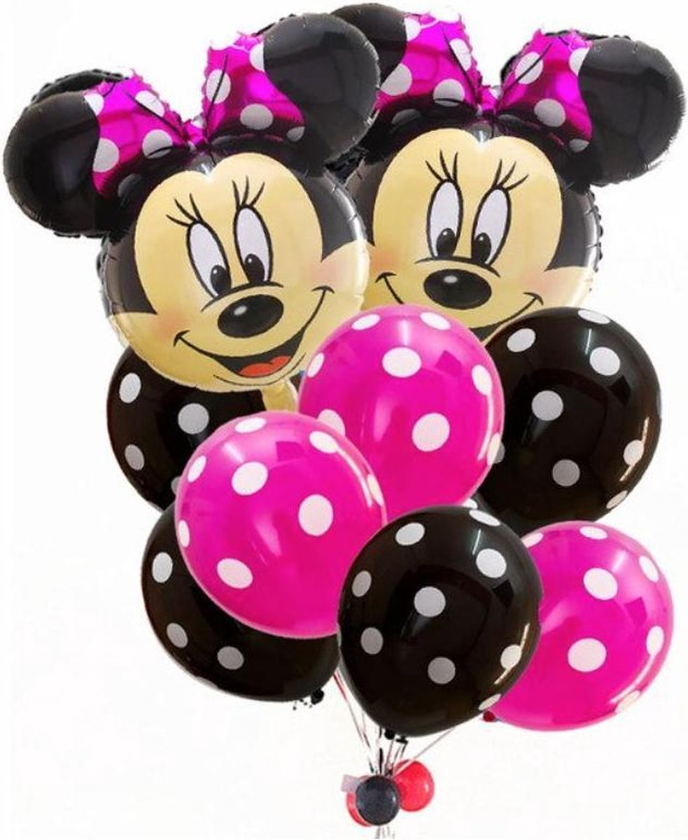 Set Minnie Mouse folie ballonnen - 12 stuks - Roze