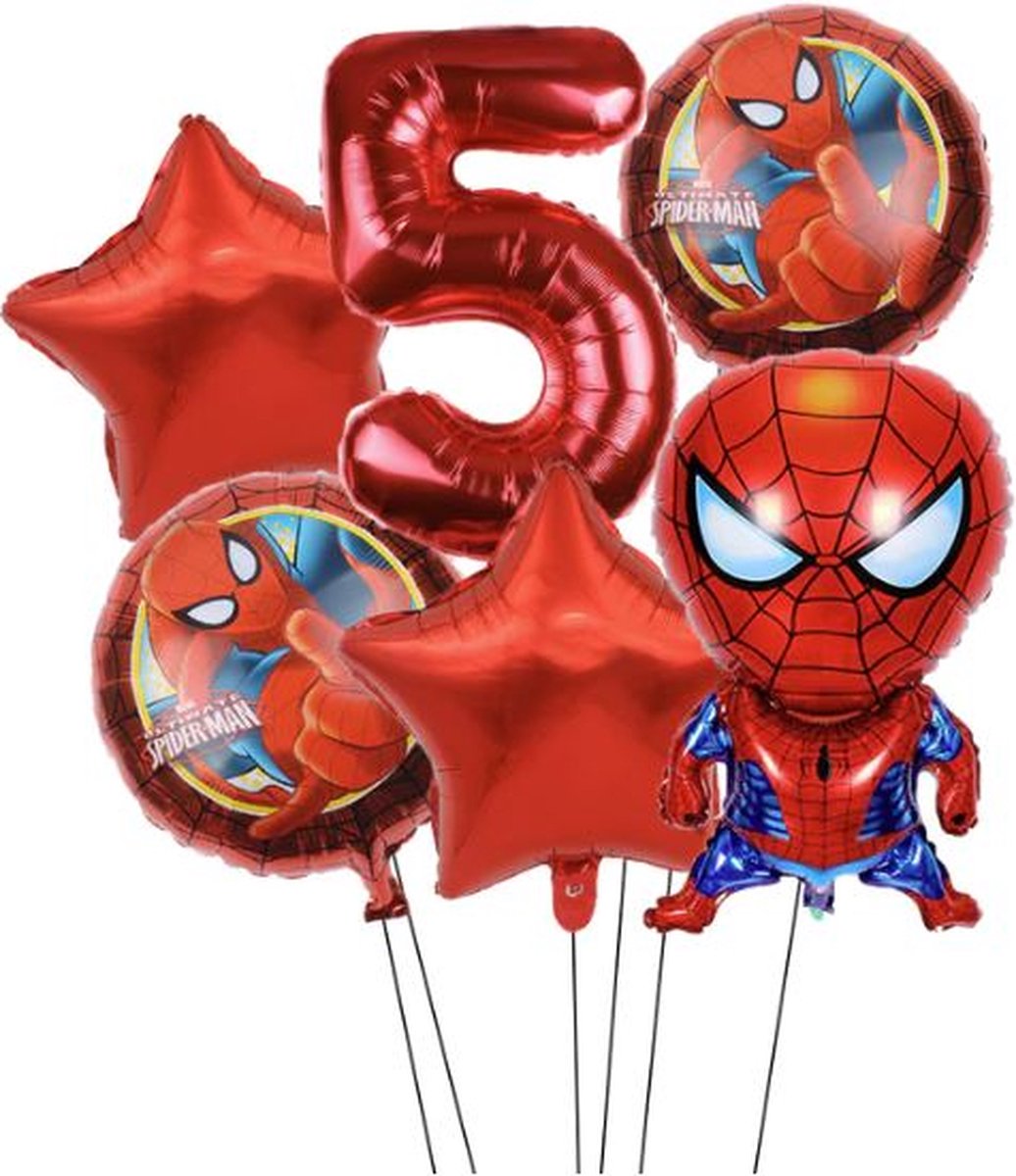 Spider-man  folie ballon - ballonnen set van 6 - verjaardag - thema -kinderfeestje - 5 jaar