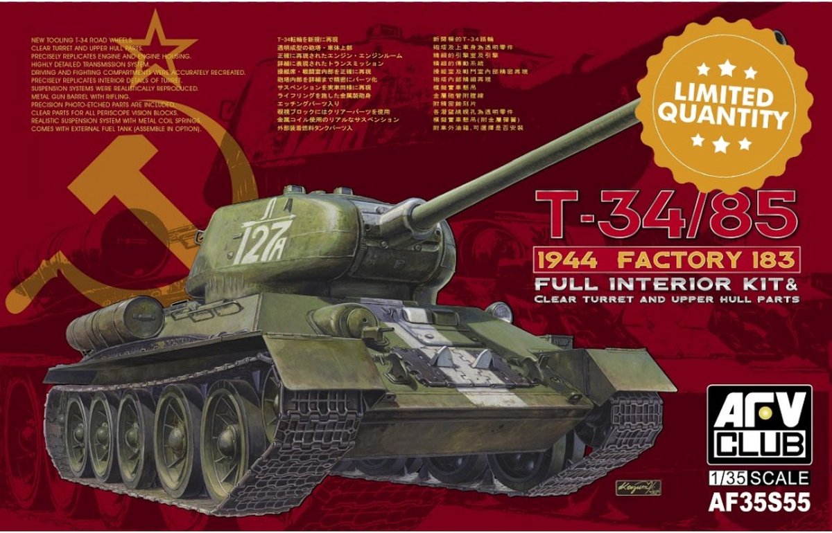 AFV-Club T-34/85 1944 Factory 183 ( Full Interior Kit ) + Ammo by Mig lijm