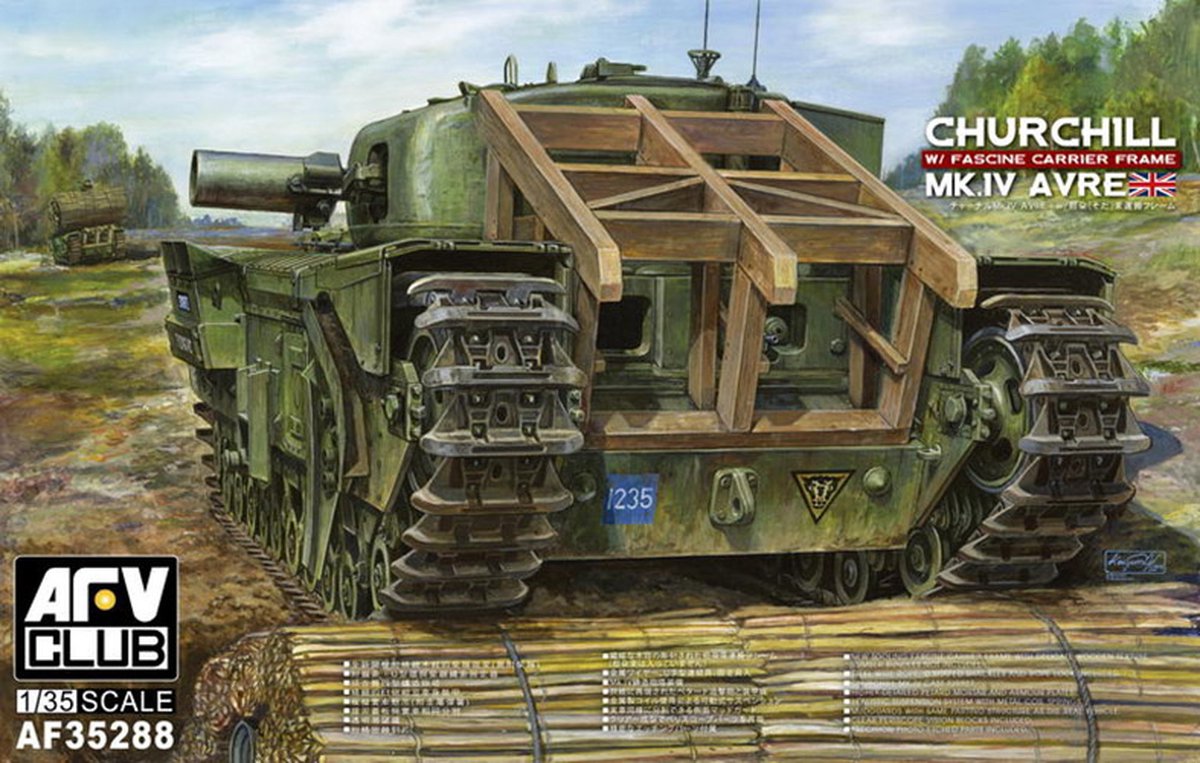 AFV-Club Churchill Mk.IV AVRE w/ Fascine Carrier Frame + Ammo by Mig lijm