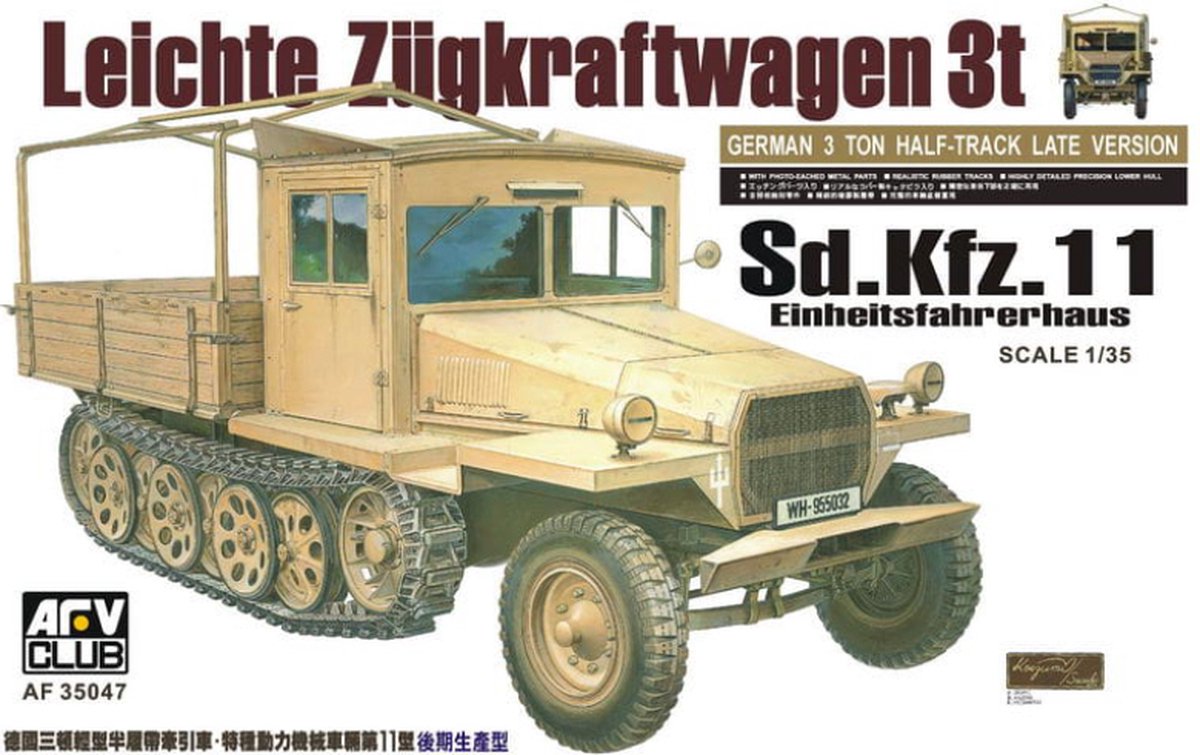 AFV-Club German Sd.Kfz.11 Late Version with Wood Cab + Ammo by Mig lijm