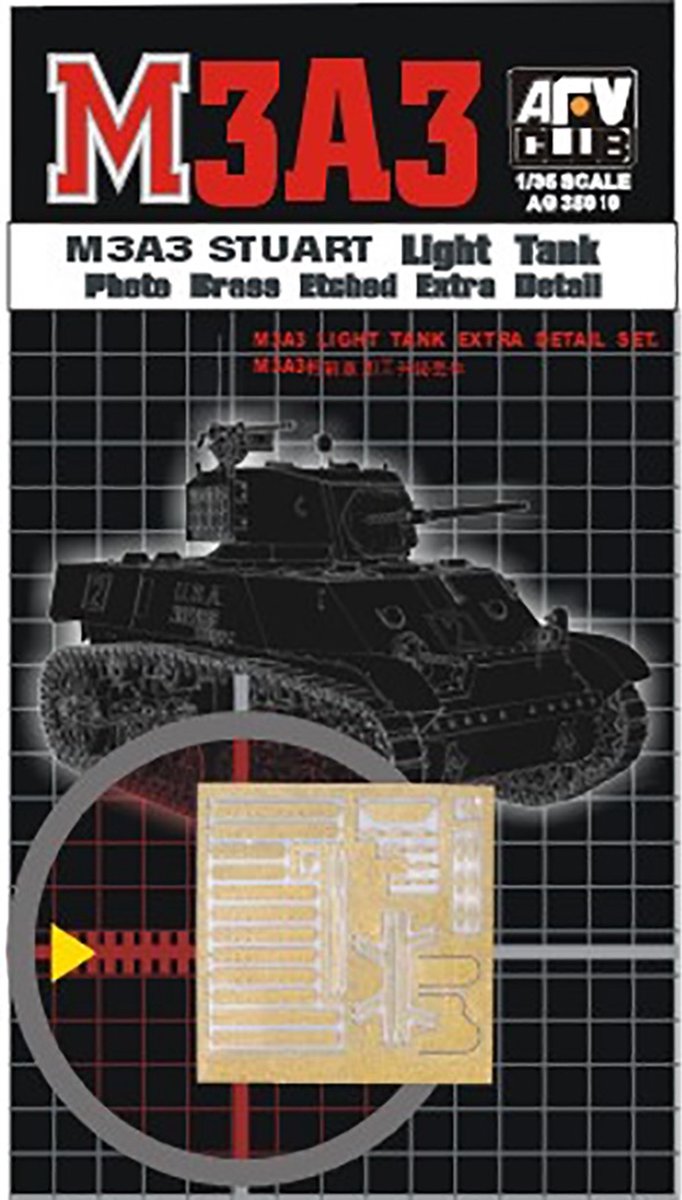 AFV-Club M3A3 PE-onderdelen voor Stuart Light Tank + Ammo by Mig lijm