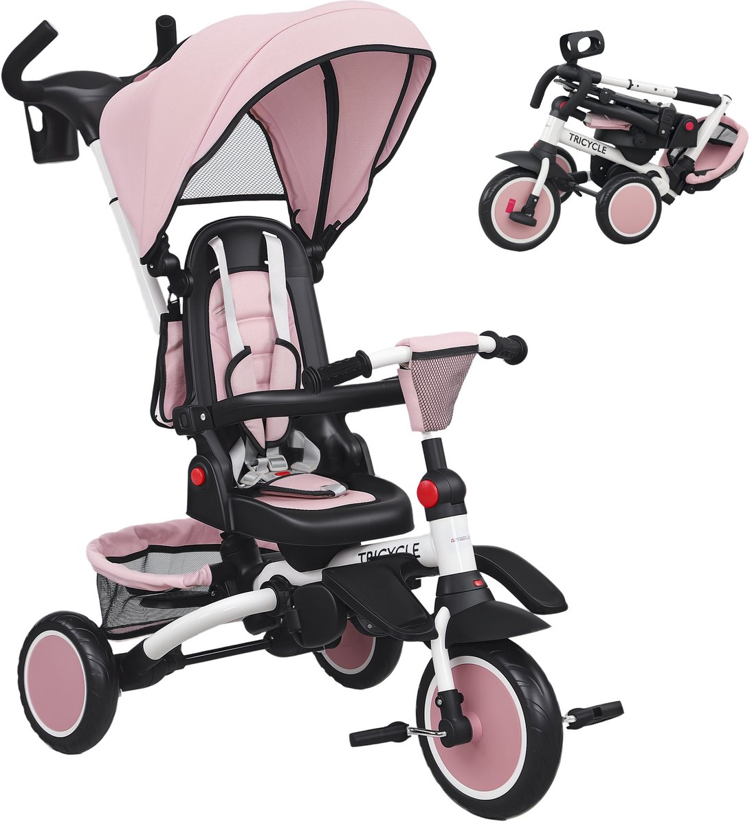   Kinderdriewieler Staal, Kunststof 111,5L x 52B x 98H cm Roze