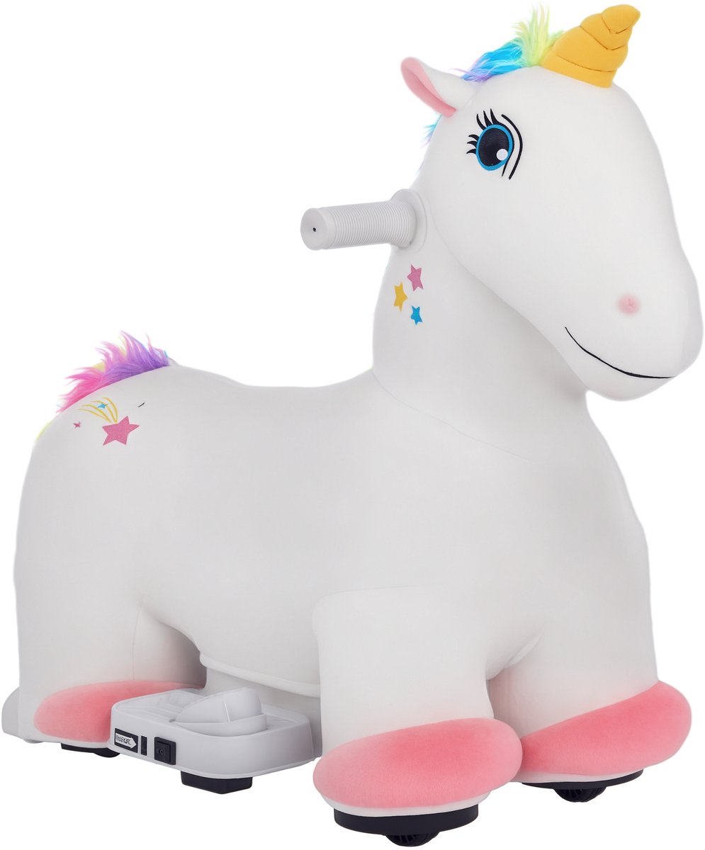   Kinderen Elektrisch Rijpaard Polyester, Plastic 69L x 34B x 53H cm Wit