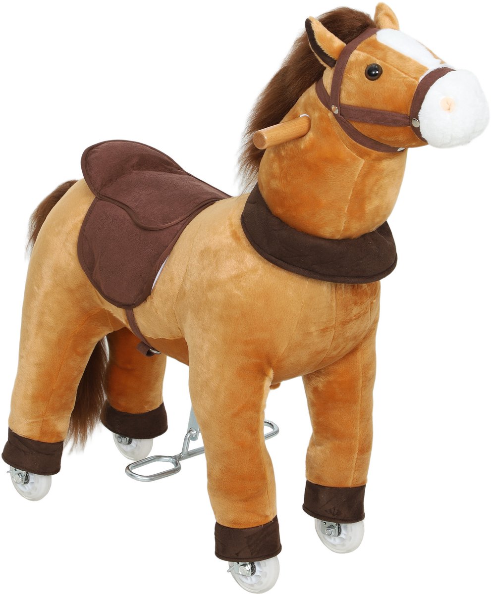 Aiyaplay Kids Rocking Horse-PP-katoen, Polyester-70L x 28B x 75H cm-Koffiebruin