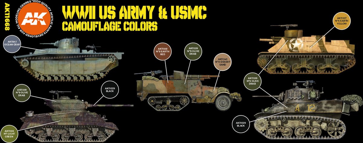 US.Army & USMC Camouflage Colors Set - AK-Interactive - AK-11668