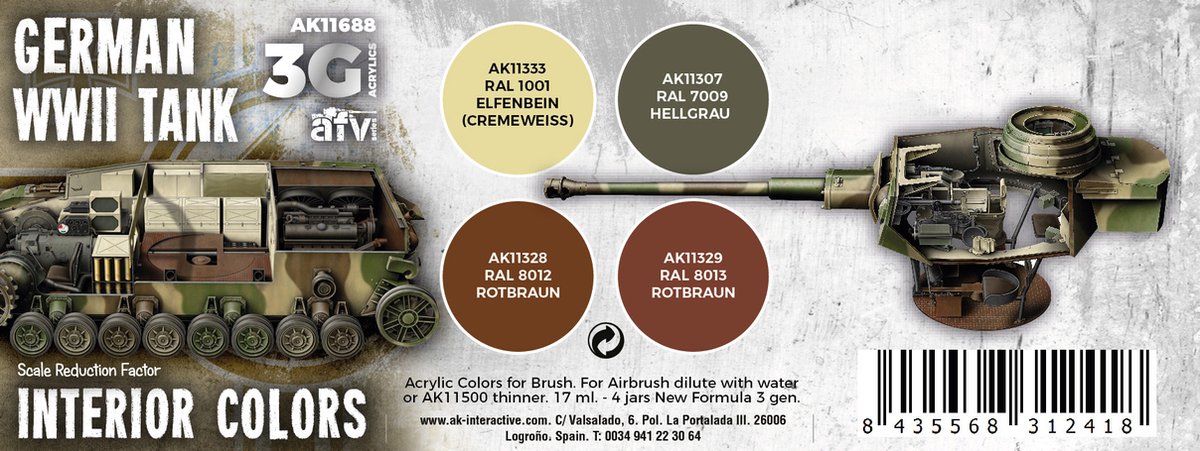 WWII German Tank Interior Colors Set - AK-Interactive - AK-11688