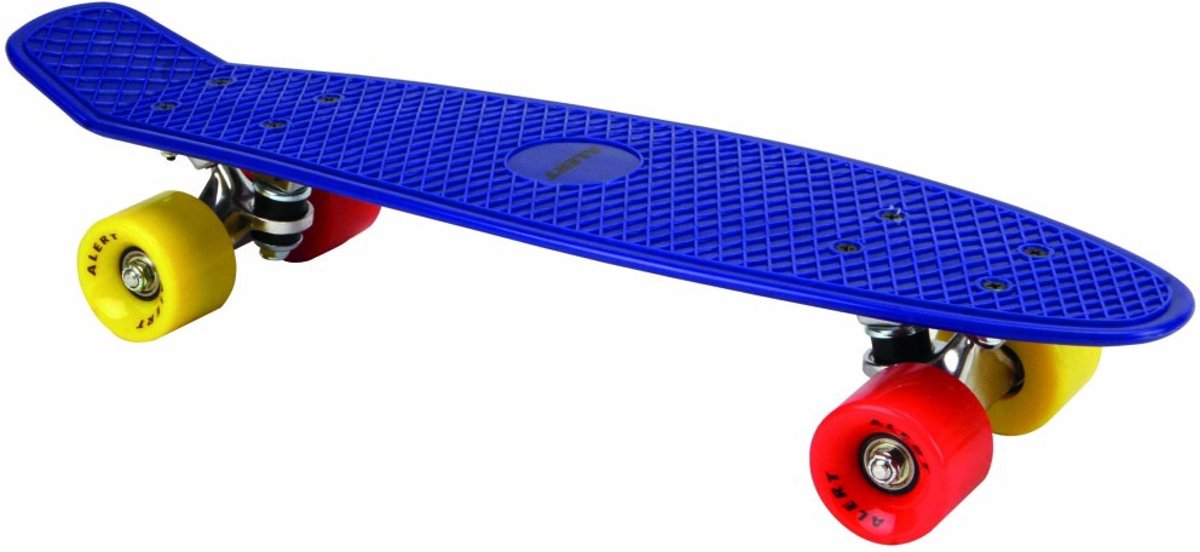 Alert Skateboard 55 cm Blauw/Geel/Rood