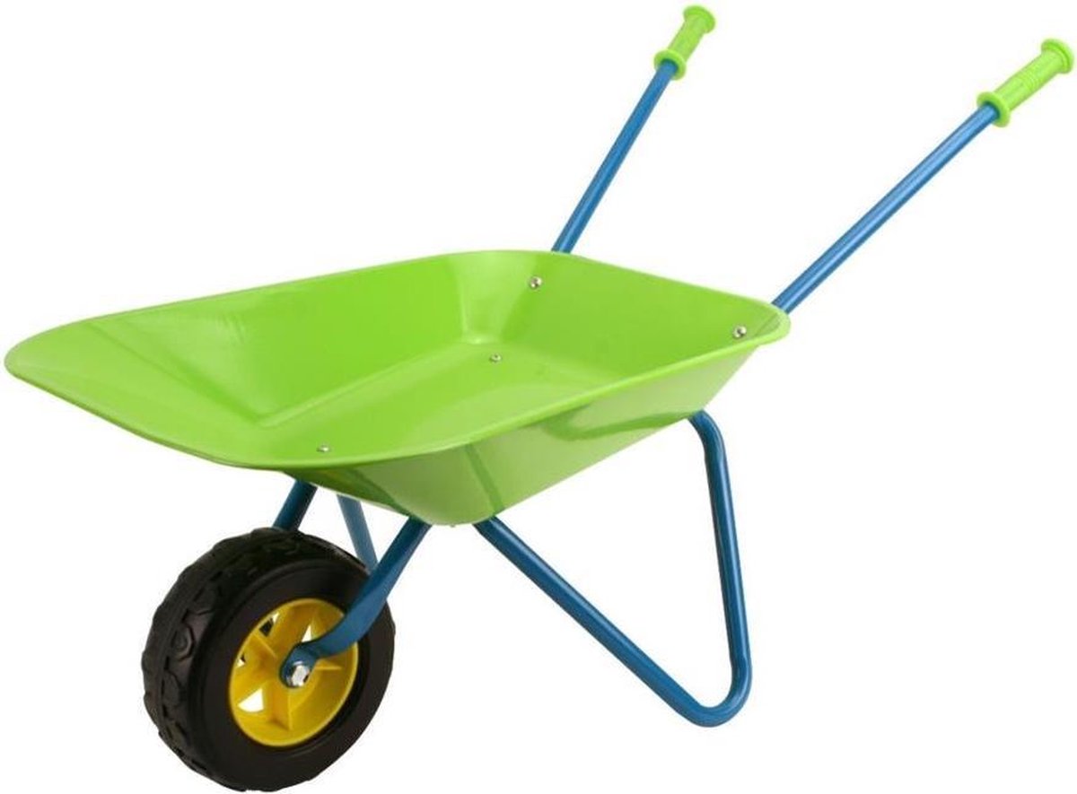 Groene kruiwagen van metaal 78 cm voor kinderen - Buitenspeelgoed