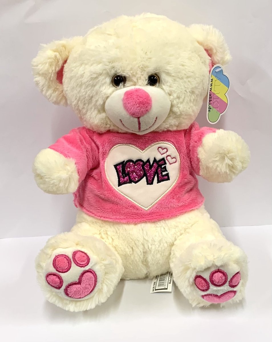 Valentijndsdag knuffel - Beer Love - Roze - Pluche - 25 cm