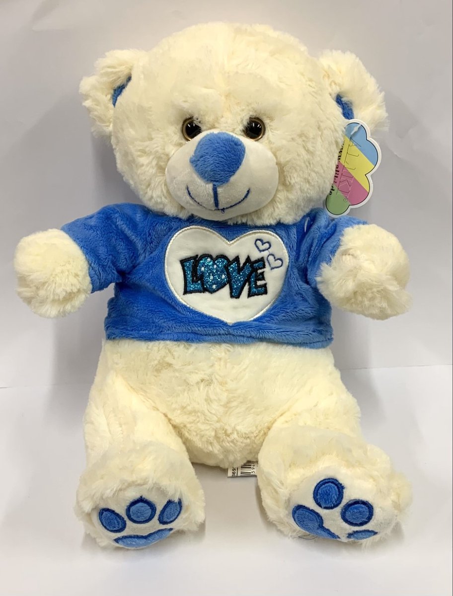 Valentijnsdag knuffel - Beer Love - Blauw - 25 cm