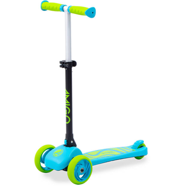 AMIGO Twister opvouwbare 3-wiel kinderstep met voetrem blauw/lime