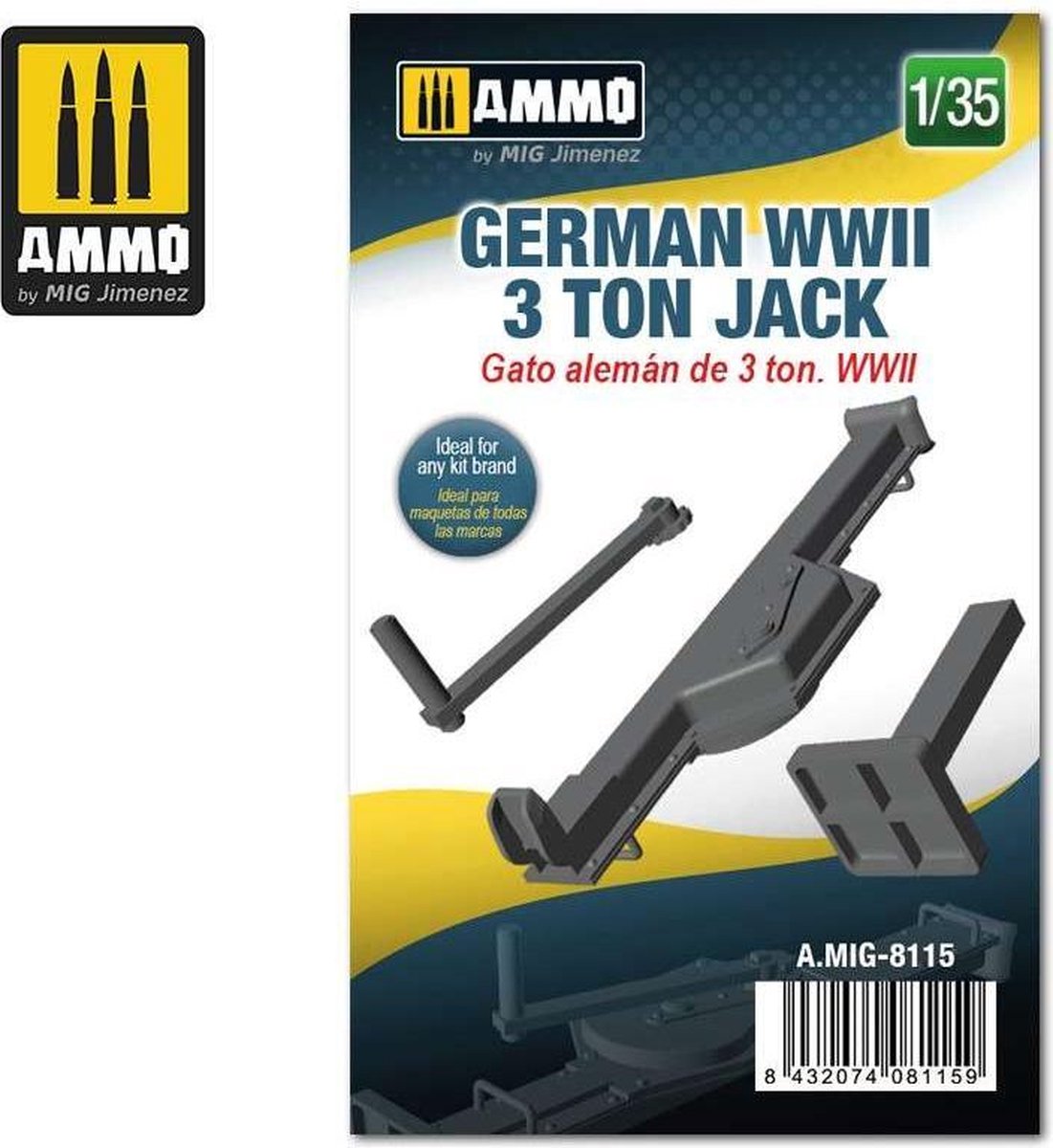 1:35 AMMO MIG 8115 GERMAN WWII 3 TON JACK Resin onderdeel