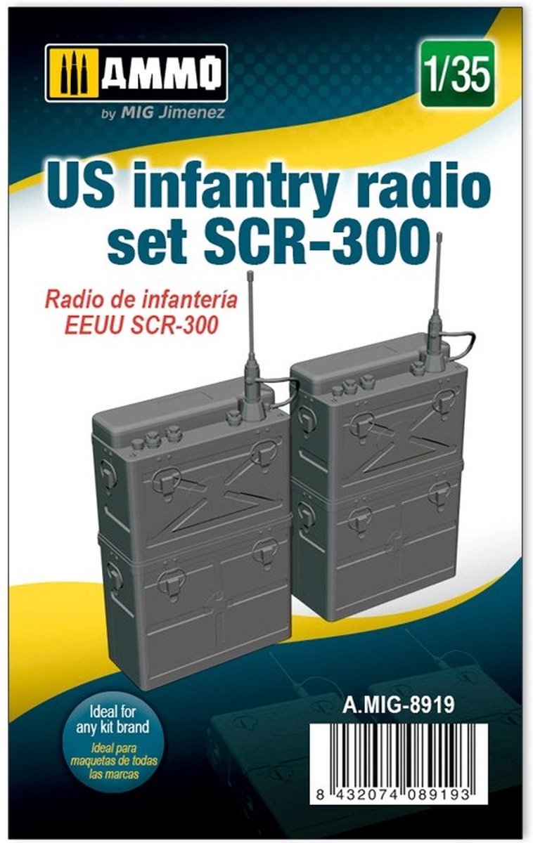 1:35 AMMO MIG 8919 US infantry radio set SCR-300 Resin onderdeel