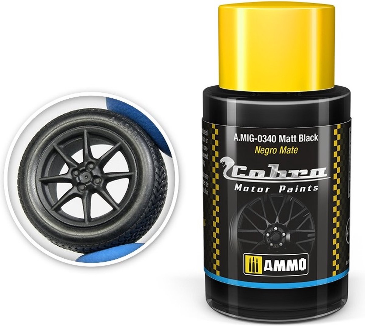 AMMO MIG 0340 Cobra Motor Paints - Matt Black - Matt - Acryl - 30ml Verf potje