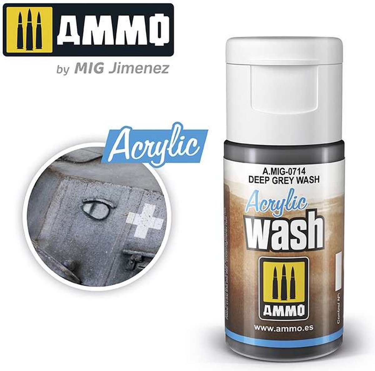 AMMO MIG 0714 Acrylic Wash Deep Grey - 15ml Effecten potje