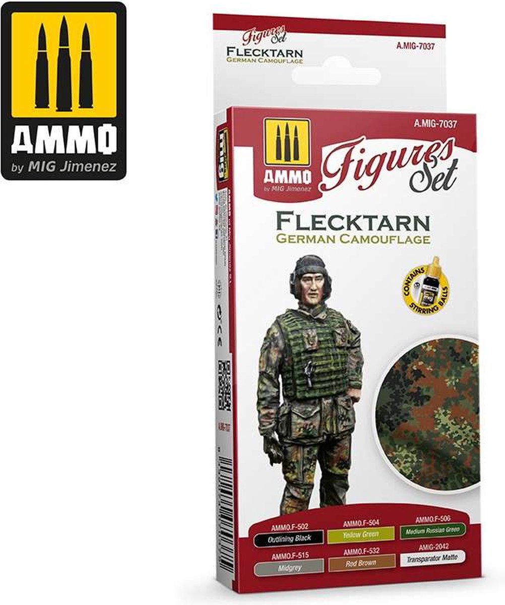 AMMO MIG 7037 Flecktarn German Camouflage for Figures - Acryl Set Verf set