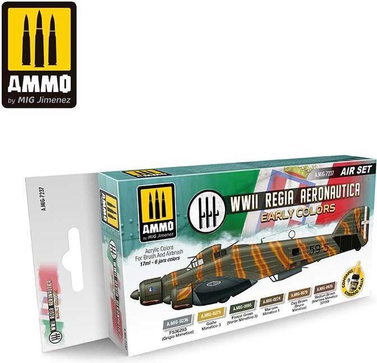 AMMO MIG 7237 WWII Regia Aeronautica Early Colours - Acryl Set Verf set