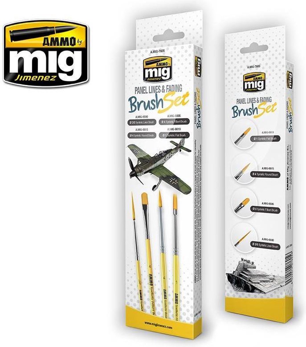 AMMO MIG 7605 Panel Lines & Fading Brush Set Pense(e)l(en)