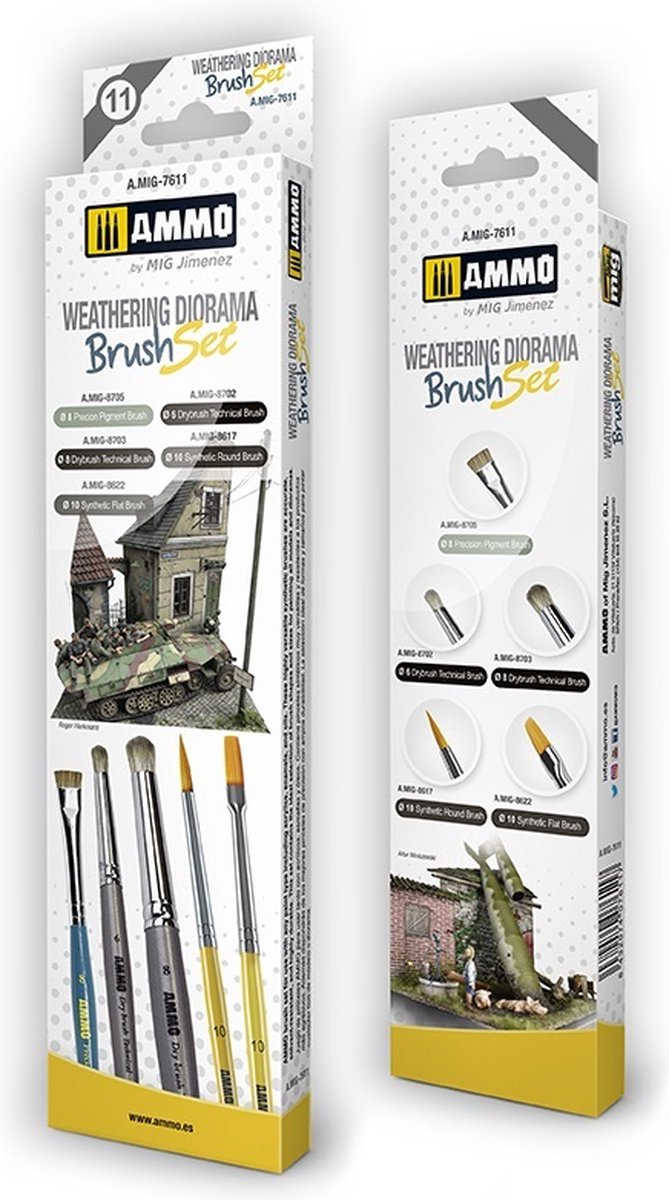 AMMO MIG 7611 Weathering Diorama - Brush Set Pense(e)l(en)