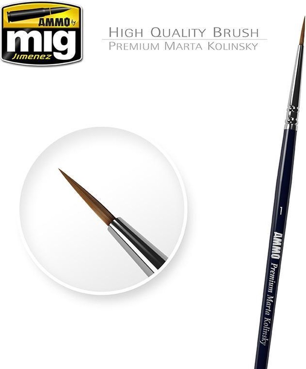 AMMO MIG 8602  1 Premium Marta Kolinsky Round Brush Pense(e)l(en)