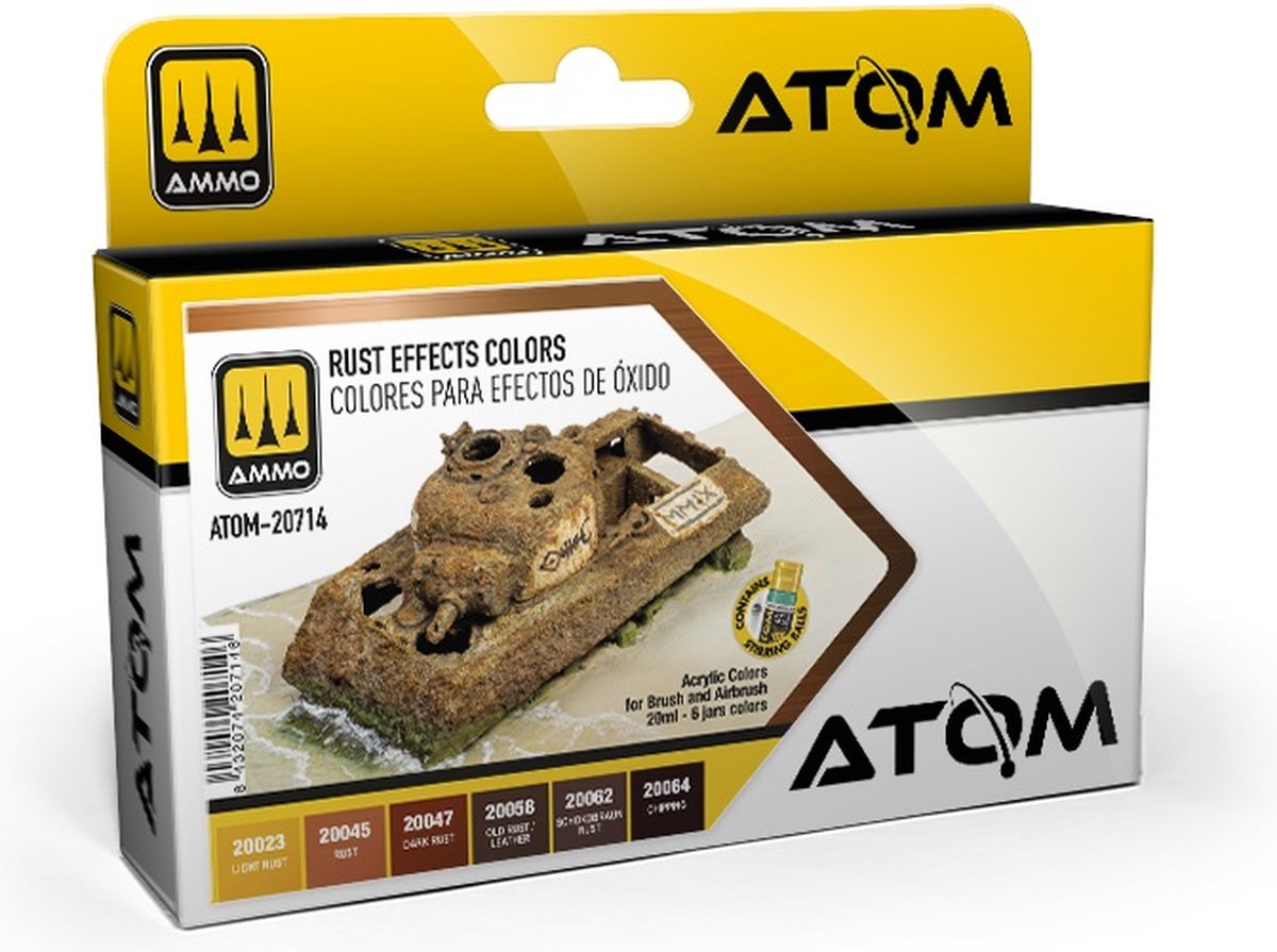 AMMO MIG Hobbyverf Acrylverf - MIG 20714 ATOM - Roest Effect Kleuren - Acryl Set 6x20ml Verf set