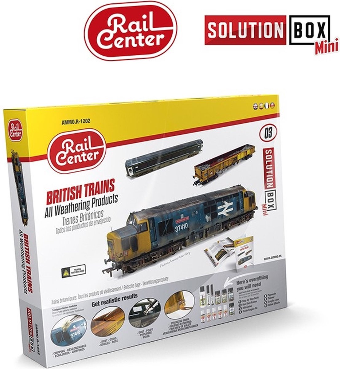 AMMO MIG R1202 British Trains Weathering - Solution Box Mini Rail Center Effecten set